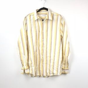 Calvin Klein Yellow White Vertical Striped Shirt
